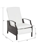 Outsunny Rattan Adjustable Recliner Chair with Hand-Woven All-Weather Wicker for Patio, Outdoor, Garden, Poolside