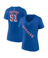 Women's Fanatics Vladimir Tarasenko Royal New York Rangers Authentic Stack Name and Number V-Neck T-shirt