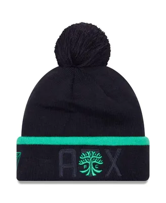 Men's New Era Black Austin Fc Wordmark Kick Off Cuffed Knit Hat with Pom