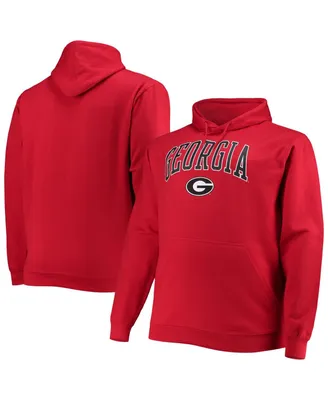 Men's Champion Red Georgia Bulldogs Big and Tall Arch Over Logo Powerblend Pullover Hoodie