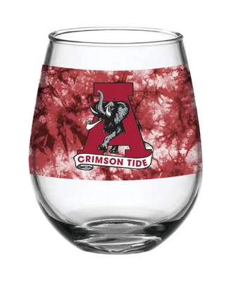 Alabama Crimson Tide 15 Oz Vintage-Like Tie-Dye Stemless Wine Glass