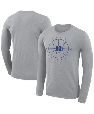 Men's Nike Heathered Gray Duke Blue Devils Basketball Icon Legend Performance Long Sleeve T-shirt