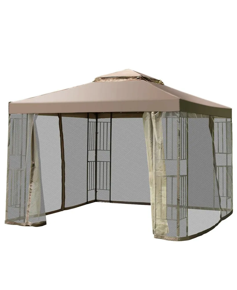 Costway Outdoor 10'x10' Gazebo Canopy Shelter Awning Tent Patio Screw-free structure Garden