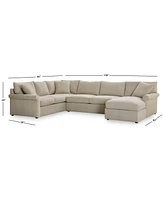 Wrenley 138" 3-Pc. Fabric Sectional Chaise Sofa, Created for Macy's