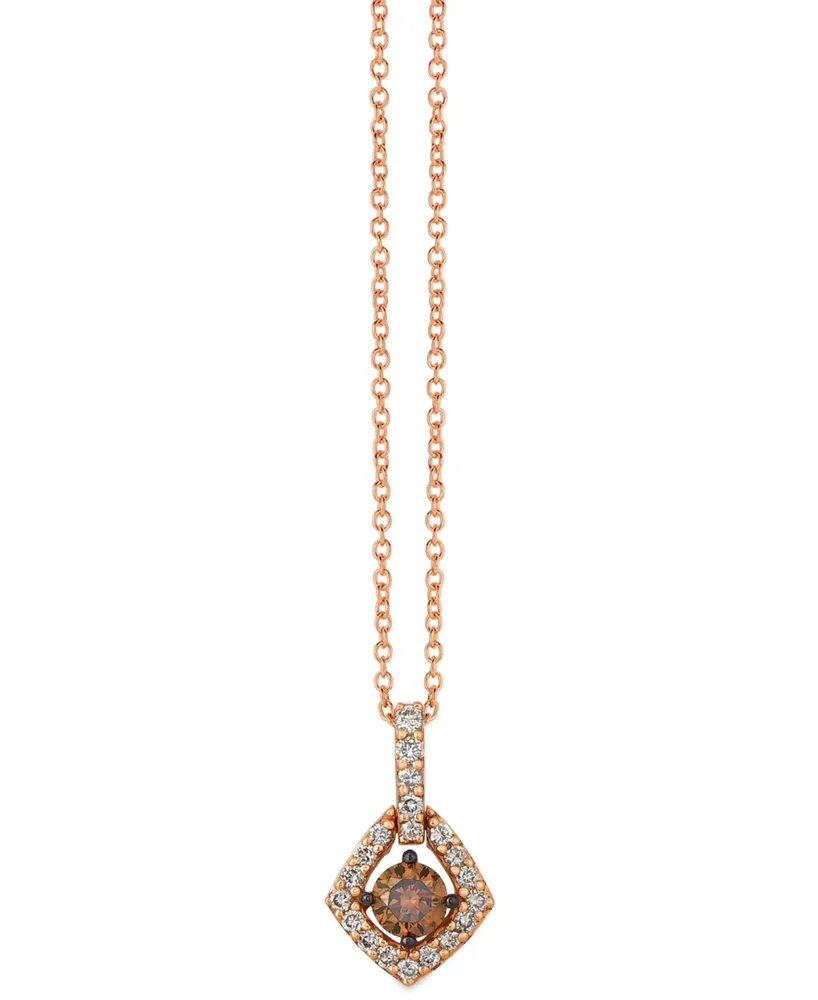 Le Vian Chocolate Diamond (1/3 ct. t.w.) & Nude Diamond (1/4 ct. t.w.) Geometric Halo 18" Pendant Necklace in 14k Rose Gold