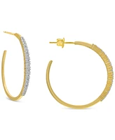 Black Spinel & Out Medium Hoop Earrings (1-3/4 ct. t.w.) 14k Gold-Plated Sterling Silver, 1.2" (Also Lab-Grown White Sapphire)