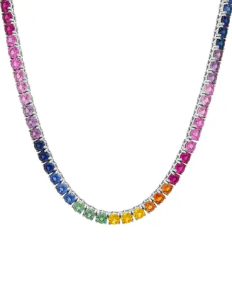 Lab-Grown Multi-Sapphire 24" Statement Necklace (48-1/3 ct. t.w.) in Sterling Silver