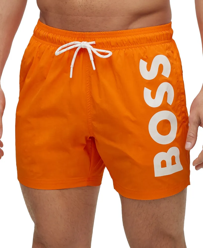 Quick-dry swim shorts with large logo print