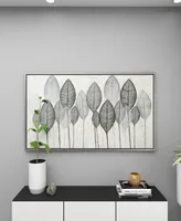 Rosemary Lane Canvas Leaf Framed Wall Art with Silver-Tone Frame, 55" x 1" x 27"