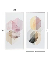 Rosemary Lane Canvas Geometric Framed Wall Art with Silver-Tone Frame Set of 2, 20" x 31.50"