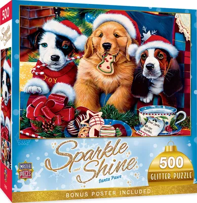 Masterpieces Sparkle & Shine - Santa Paws 500 Piece Glitter Puzzle