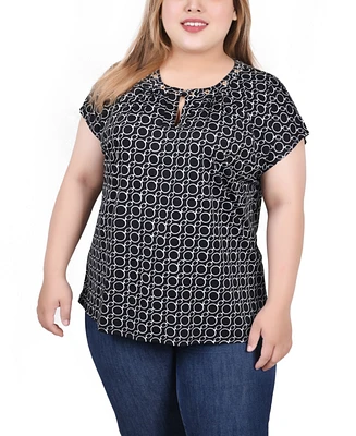 Ny Collection Plus Extended Sleeve Top with Grommets