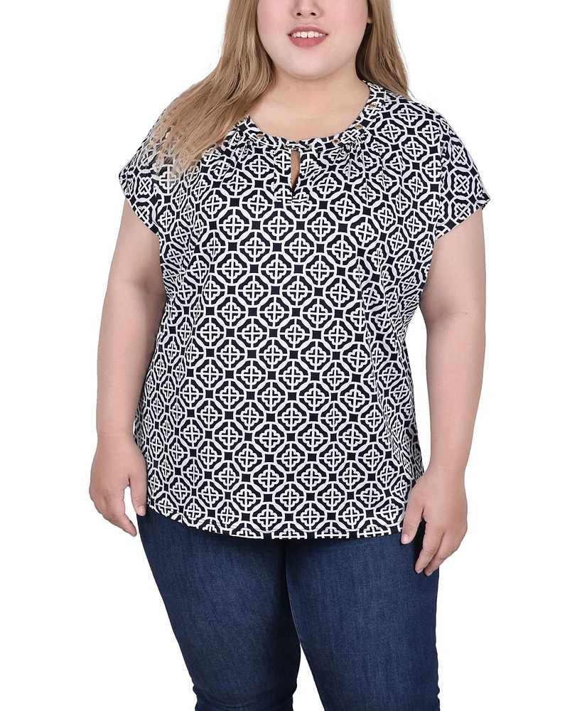 Ny Collection Plus Size Extended Sleeve Top with Grommets