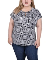 Ny Collection Plus Size Extended Sleeve Top with Grommets