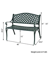 Costway 40'' Outdoor Antique Garden Bench Aluminum Frame Seats Chair Patio Garden