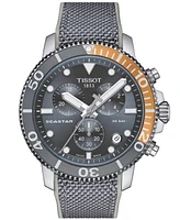 Tissot Men's Swiss Chronograph Seastar 1000 Gray Textile Strap Watch 46mm