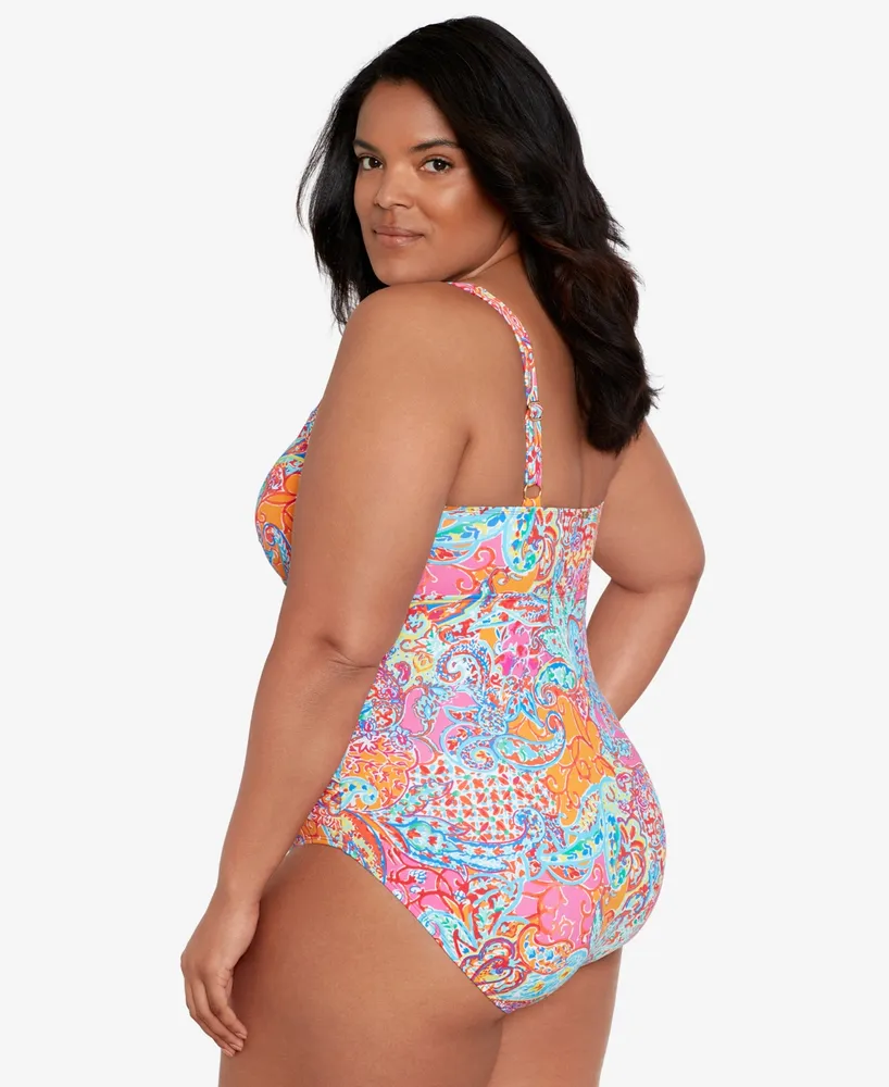 Lauren Ralph Plus Surplice Underwire One-Piece Swimsuit