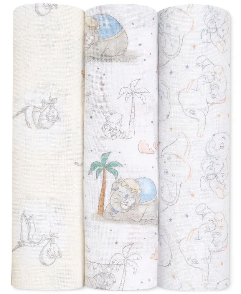 aden by aden + anais Baby Boys or Baby Girls Dumbo Swaddles, Pack of 3