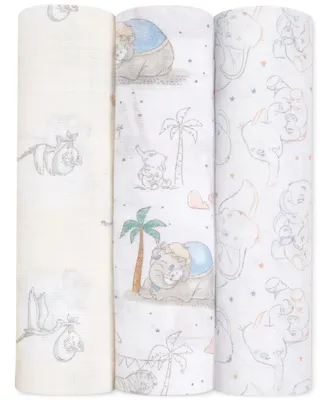 aden by aden + anais Baby Boys or Baby Girls Dumbo Swaddles, Pack of 3