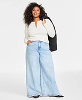 On 34th Plus High-Rise Wide-Leg Jeans, Created for Macy's