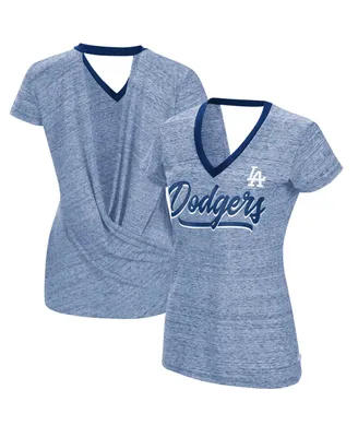 Women's Touch Royal Los Angeles Dodgers Halftime Back Wrap Top V-Neck T-shirt
