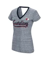 Women's Touch Navy Cleveland Guardians Halftime Back Wrap Top V-Neck T-shirt