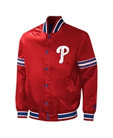 Men's Starter Red Philadelphia Phillies Midfield Satin Full-Snap Varsity Jacket