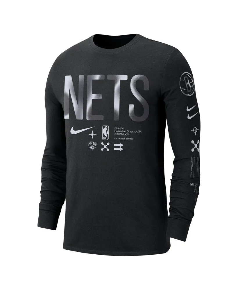 Men's Nike Black Brooklyn Nets Essential Air Traffic Control Long Sleeve T-shirt