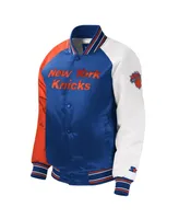 Big Boys and Girls Starter Royal New York Knicks Raglan Full-Snap Varsity Jacket