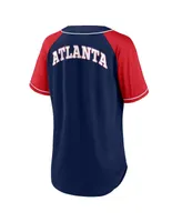 Women's Fanatics Navy Atlanta Braves Ultimate Style Raglan V-Neck T-shirt