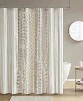 Ink+Ivy Imani Stripe Cotton Chenille Shower Curtain, 72" x