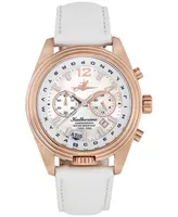 Abingdon Co. Katherine Women's Chronograph White Leather Strap Watch 40mm