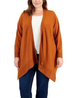 Jm Collection Plus Open-Front Cardigan, Created for Macy's