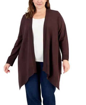 Jm Collection Plus Open-Front Cardigan, Created for Macy's