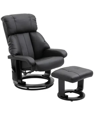 Homcom Massage Recliner Chair, Footrest, 360 Swivel Lounger w/ Remote, Ottoman