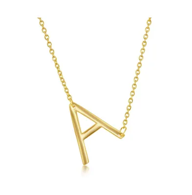Simona Sterling Silver 14k Gold Plated Sideways Initial Necklace