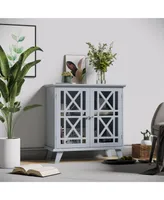 Homcom Accent Storage Cabinet Sideboard Serving Console with Fretwork Doors