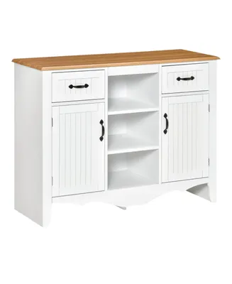 Homcom Kitchen Sideboard Storage Cabinet Organizer w/ Adjustable Shelves, White