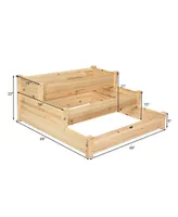 Costway 3 Tier Wooden Raised Garden Bed Planter Kit