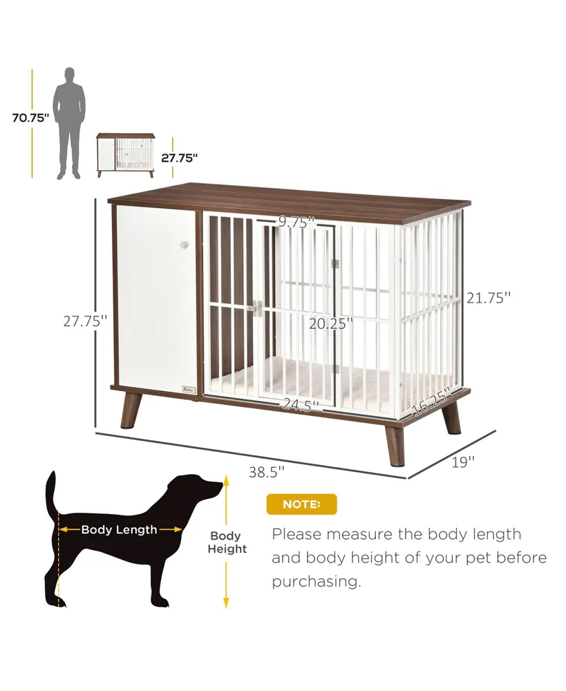 PawHut Furniture Style Dog Crate, w/ Wooden Top, Door, for Small Dogs