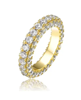 Rachel Glauber Ra Sterling Silver 14K Gold Plated Clear Cubic Zirconia Band Ring