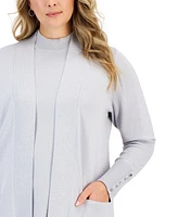 Jm Collection Plus Metallic Open-Front Cardigan, Created for Macy's