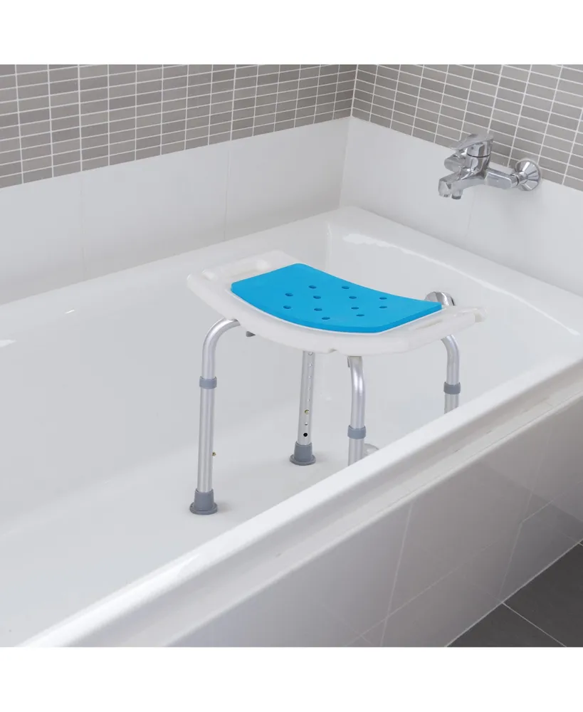 Homcom Adjust Aluminum Bath Stool Spa Shower Chair Non-Slip w/ Shower Hole