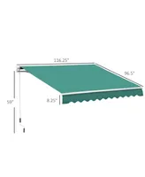 Outsunny 10' x 8' Manual Retractable Sun Shade Patio Awning with Uv Protection and Easy Crank Opening, Green