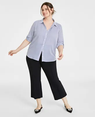 On 34th Trendy Plus Button-Front Crepe Shirt, Created for Macy's
