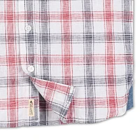 Hope & Henry Boys Short Sleeve Linen Shirt with Side Vent