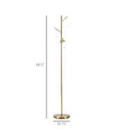 Homcom 3-Light Modern Floor Lamps for Living Room, Tree Standing Lamp for Bedroom with Globe Lampshade, Steel Base, (Bulb not Included), Gold