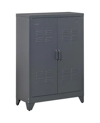 Homcom Metal Storage Cabinet Utility Organizer w/ Louvered Locker Doors