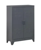 Homcom Metal Storage Cabinet Utility Organizer w/ Louvered Locker Doors, Grey