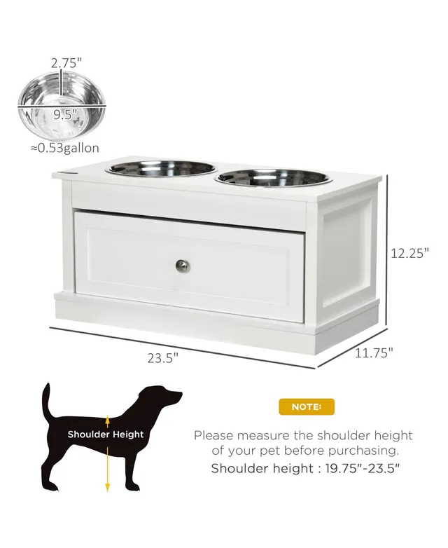 PawHut Large Elevated Dog Bowls with Storage Drawer Containing 11L